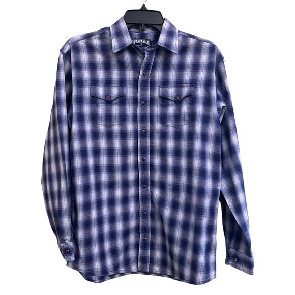 Panhandle Slim Cobalt Blue Plaid Youth Western Shirt XL / 18 100% Cotton - Picture 1 of 7